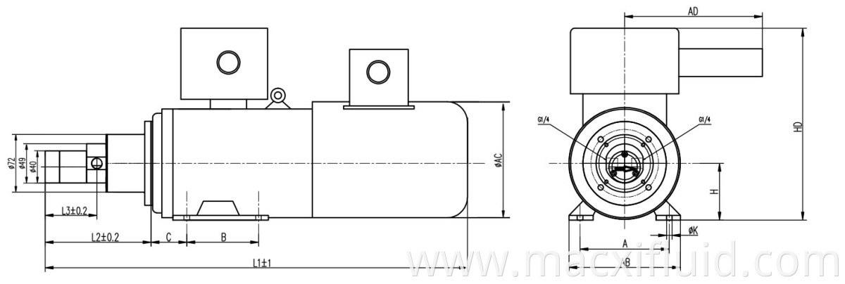 Bomba de medición de engranajes de micro de acero inoxidable para lugares inflamables M1.50S72YBP0.18KW2P